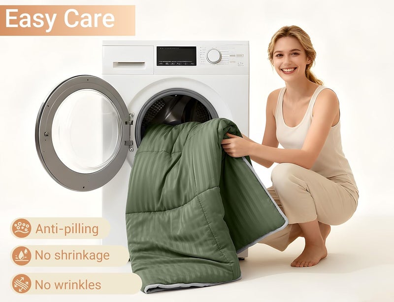 ZPECC Toddler Bedding Set - 4 Piece Hypoallergenic Baby Crib Bedding Set for Boys and Girls, Includes Toddler Comforter, Flat Sheet, Fitted Sheet and Pillowcase, Olive Green - Image 5